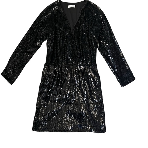 Anine Bing Elena Black Sequin Mini Dress Large Size Medium - Picture 3 of 10